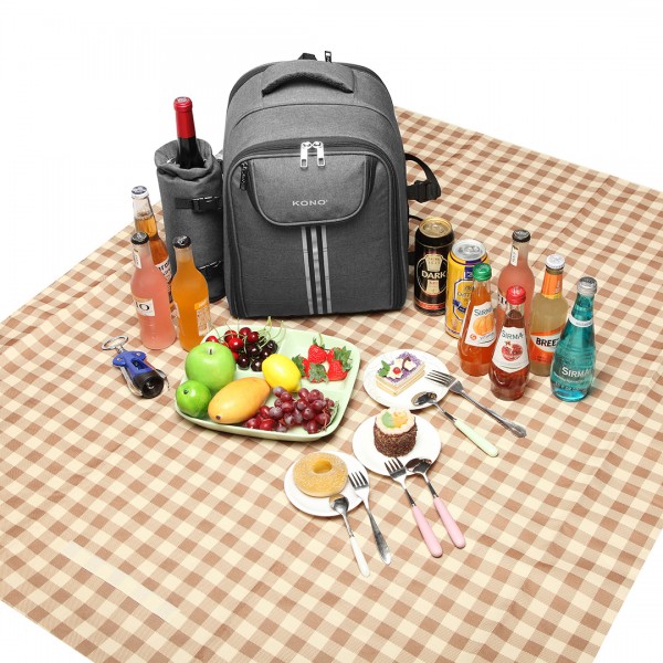 E6915 - Kono Plecak piknikowy na płótnie - szary